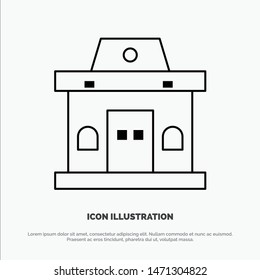 Building, Office, Ticket, Urban Line Icon Vector. Vector Icon Template background