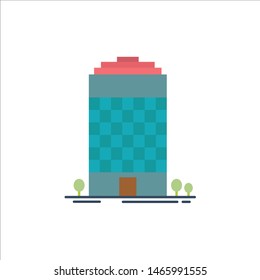 Building, Office, Tower, Space  Flat Color Icon. Vector icon banner Template. Vector Icon Template background