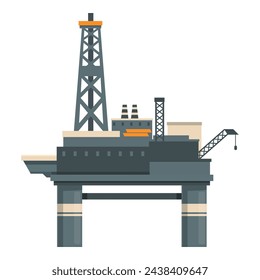 Icono de plataforma de aceite de construcción vector de dibujos animados. Tanque de barril de mar. Potencia de la planta de perforación