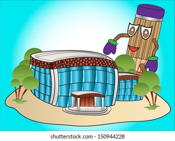 building on the background of the character pencil