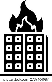 Building on Fire Icon - Disaster and Emergency Concept