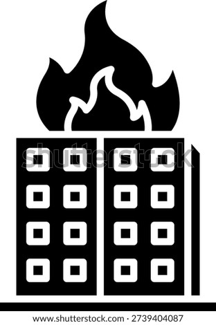 Building on Fire Icon - Disaster and Emergency Concept