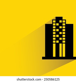 building on yellow background, flat and shadow design