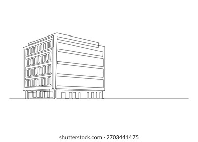 Criando um desenho de linha. Arquitetura abstrata vetor de linha contínua ilustração minimalista construção fachada.
