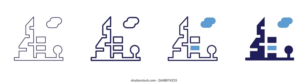 Building optimization icon in 4 different styles. Thin Line, Line, Bold Line, Duotone. Duotone style. Editable stroke.