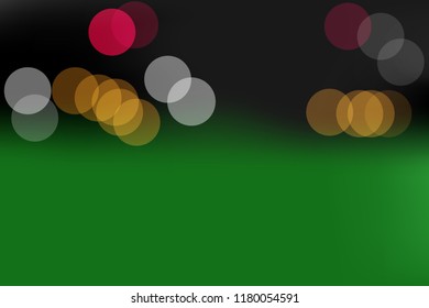 Building orange, red and grey lamp bokeh landscape with green grass