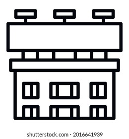 Building outdoor advertising icon. Outline building outdoor advertising vector icon for web design isolated on white background