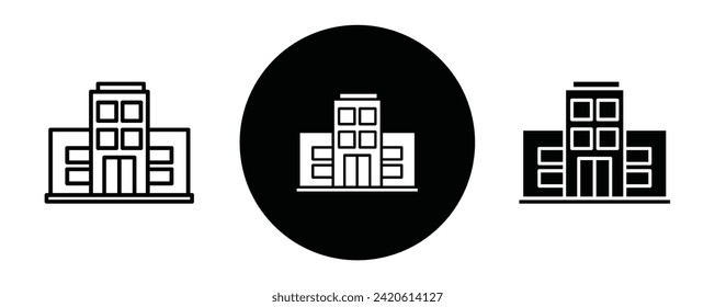 Building outline icon collection or set. Building Thin vector line art
