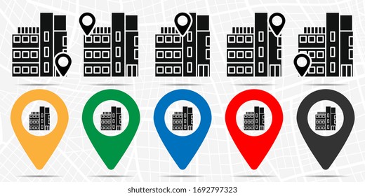 Building outline icon in location set. Simple glyph, flat illustration element of building theme icons