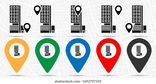 Building outline icon in location set. Simple glyph, flat illustration element of building theme icons