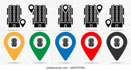 Building outline icon in location set. Simple glyph, flat illustration element of building theme icons
