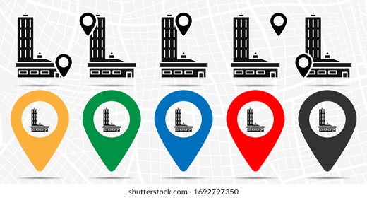 Icono de esquema de creación en conjunto de ubicaciones. Glifo simple, elemento de ilustración plana de los iconos del tema de construcción
