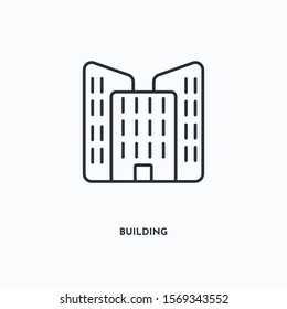 Building outline icon. Simple linear element illustration. Isolated line Building icon on white background. Thin stroke sign can be used for web, mobile and UI.