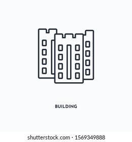 Building outline icon. Simple linear element illustration. Isolated line Building icon on white background. Thin stroke sign can be used for web, mobile and UI.