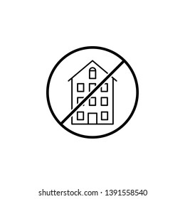Building outline icon. Simple thin line, outline vector of ban, prohibition, forbid icons for UI and UX, website or mobile application