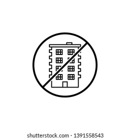 Building outline icon. Simple thin line, outline vector of ban, prohibition, forbid icons for UI and UX, website or mobile application