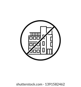 Building outline icon. Simple thin line, outline vector of ban, prohibition, forbid icons for UI and UX, website or mobile application