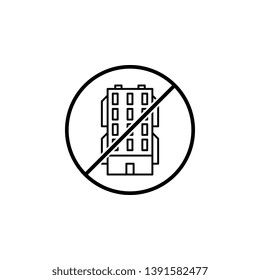 Building outline icon. Simple thin line, outline vector of ban, prohibition, forbid icons for UI and UX, website or mobile application