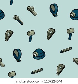 Building outline isometric icons pattern. Vector illustration, EPS 10