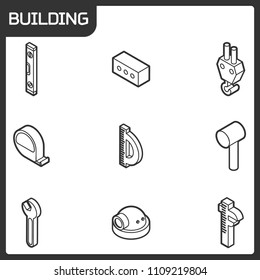 Building outline isometric icons. Vector illustration, EPS 10