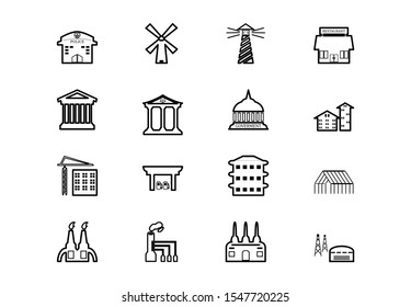 building outline symbol and icon set