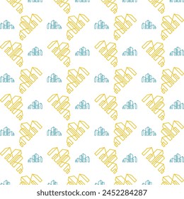 Building outline weird trendy multicolor repeating pattern vector illustration background design