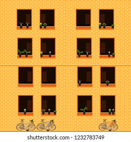building outside view window flower bicycle vector illustration eps10