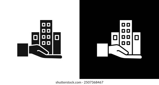 Conjunto de símbolos de línea plana de icono de propiedad de edificio.