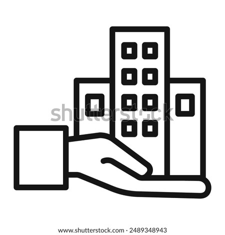 Building ownership icon Vector symbol or sign set collection in black and white outline
