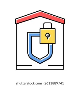 building padlock security color icon vector. building padlock security sign. isolated symbol illustration