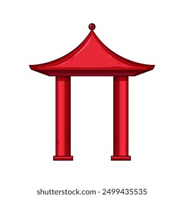 building pagoda roof cartoon. entrance asian, door style, spring palace building pagoda roof sign. isolated symbol vector illustration