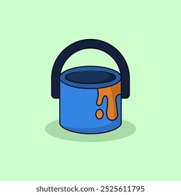 Ilustración vectorial de cubo de pintura de construcción