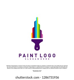 Building Paint Logo Design Concept Vector. Colorful Modern City Logo Vector Template