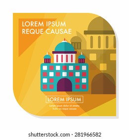 building palace flat icon with long shadow,eps10