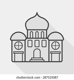 building palace flat icon with long shadow, line icon