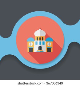 building palace flat icon with long shadow,eps10