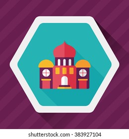 building palace flat icon with long shadow,eps10