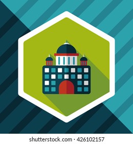 building palace flat icon with long shadow,eps10