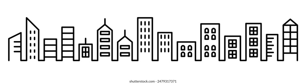 Building panorama graphic background in thin line style Vector illustration graphic design