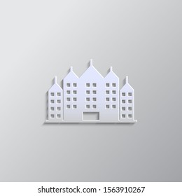 building paper style, icon. Paper style vector icon