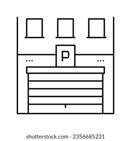 Gebäude Parklinie Symbol Vektor. Parkschild. isoliertes Kontursymbol