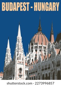 The building of the Parliament in Budapest, Hungary, vector illustration