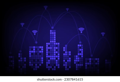 Patrón de construcción, construcción, geometría, red de cable de señal del futuro con tecnología moderna EP.1.Elementos Isolación de ilustración vectorial. y tecnología gráfica Diseño gráfico abstracto de la ciencia