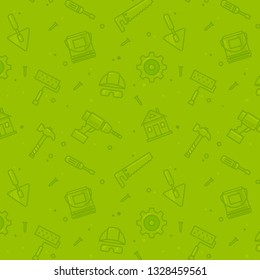 Building pattern. Flat background of the construction process. Seamless vector illustration.