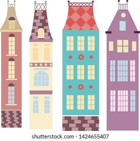 Building pattern flat illustration on white