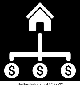 Building Payments icon. Vector style is flat iconic symbol, white color, black background.