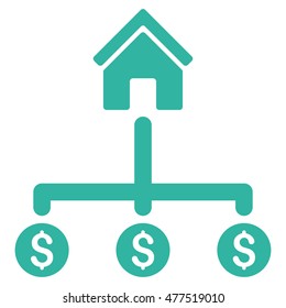 Building Payments icon. Vector style is flat iconic symbol, cyan color, white background.