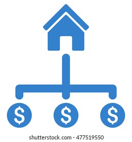 Building Payments icon. Vector style is flat iconic symbol, cobalt color, white background.