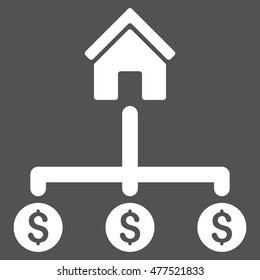 Building Payments icon. Vector style is flat iconic symbol, white color, gray background.