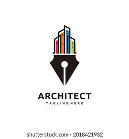 Diseños de logotipo de arquitecto con símbolo de lápiz